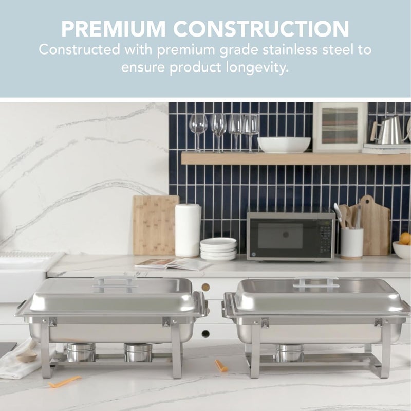 ألفا ليفينج ALPHA LIVING 70014-GRAY 4 عبوات من طبق الشافينغ 8 كوارت من الفولاذ المقاوم للصدأ عالي الجودة مجموعة كاملة، 8 كوارت، مقبض رمادي ألبيني - Image 4