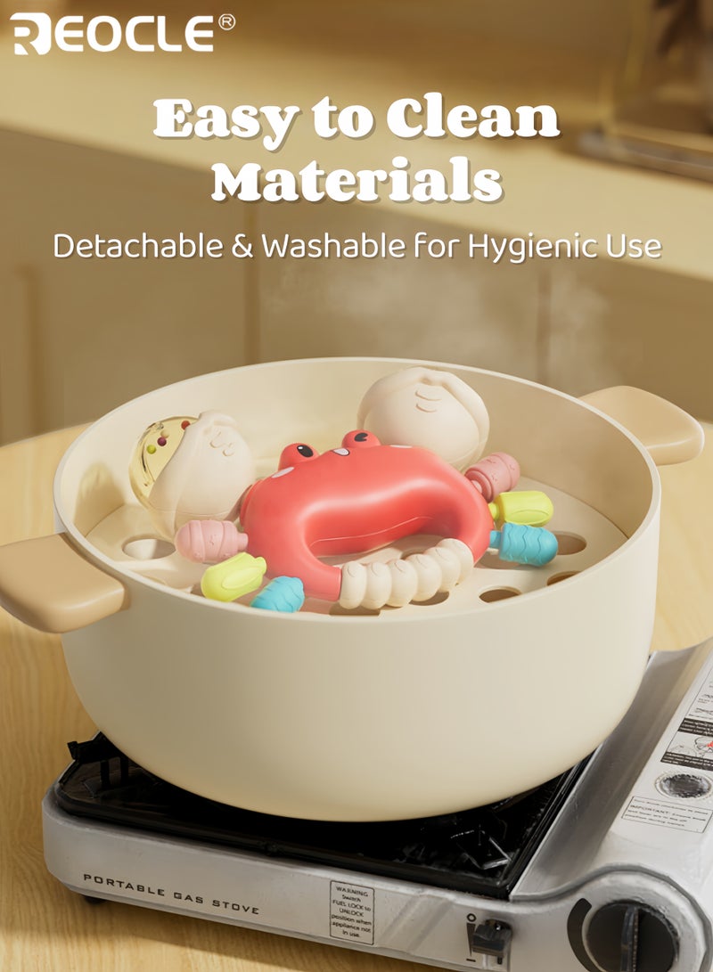 ريوكل لعبتين من عضاضات الأطفال على شكل سلطعون مصنوعة من السيليكون الناعم وتصميم كرة إمساك، ألعاب حسية للأطفال حديثي الولادة حتى 12 شهرًا مع ملمس قابل للمضغ - Image 5