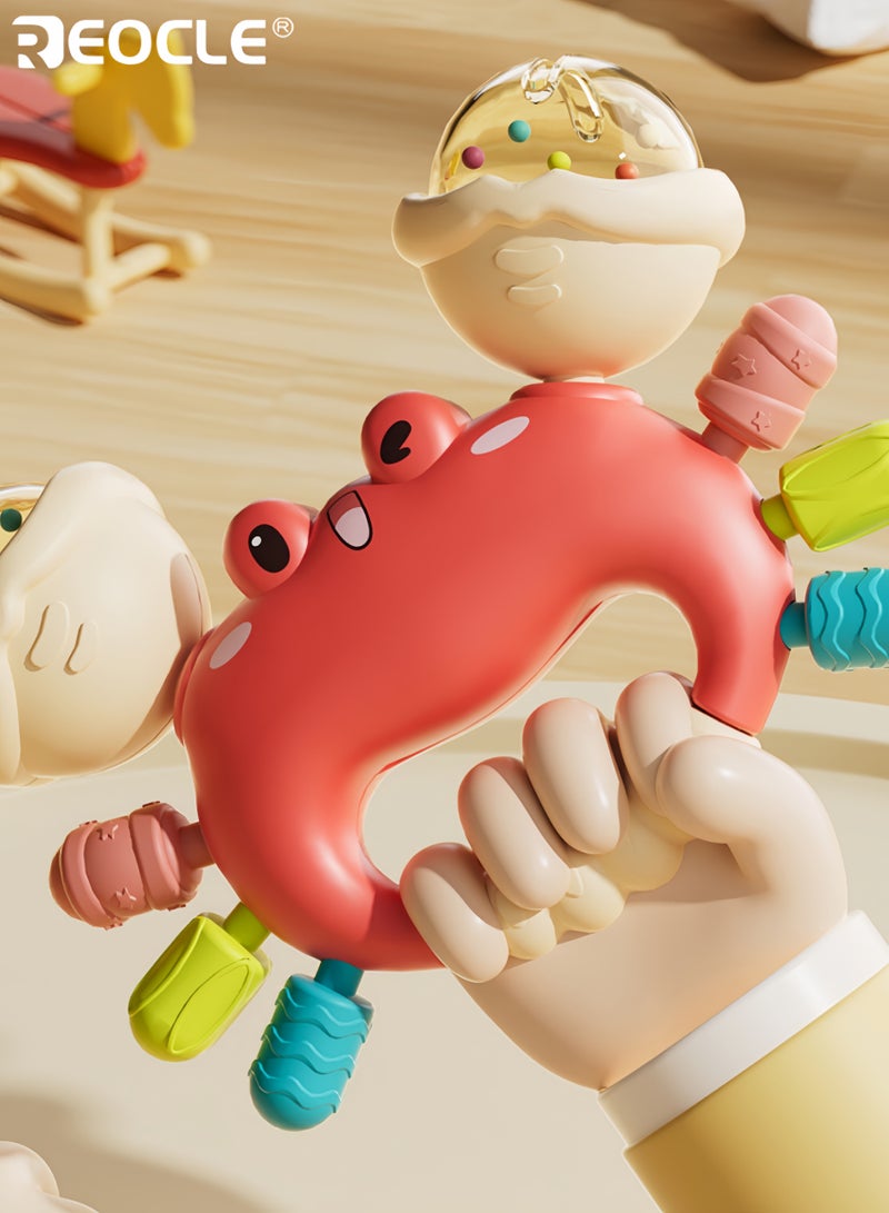 ريوكل لعبتين من عضاضات الأطفال على شكل سلطعون مصنوعة من السيليكون الناعم وتصميم كرة إمساك، ألعاب حسية للأطفال حديثي الولادة حتى 12 شهرًا مع ملمس قابل للمضغ - Image 3