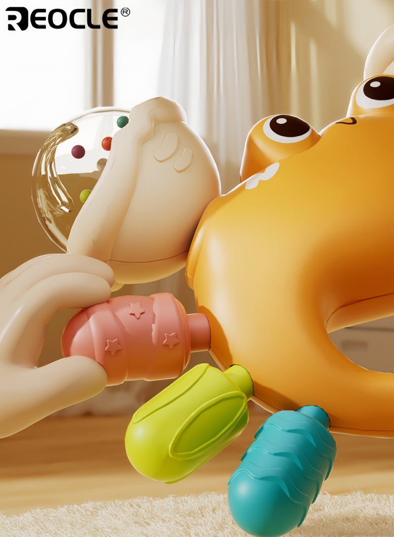 ريوكل لعبتين من عضاضات الأطفال على شكل سلطعون مصنوعة من السيليكون الناعم وتصميم كرة إمساك، ألعاب حسية للأطفال حديثي الولادة حتى 12 شهرًا مع ملمس قابل للمضغ - Image 4