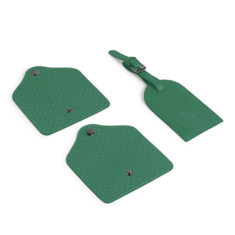EUME Luggage Accessory Kit for Luggage| Premium Vegan Leather | 1 Luggage Tag and 2 Handle Cover Comes with Vegan Leather Sling Pouch - Green - Image 4