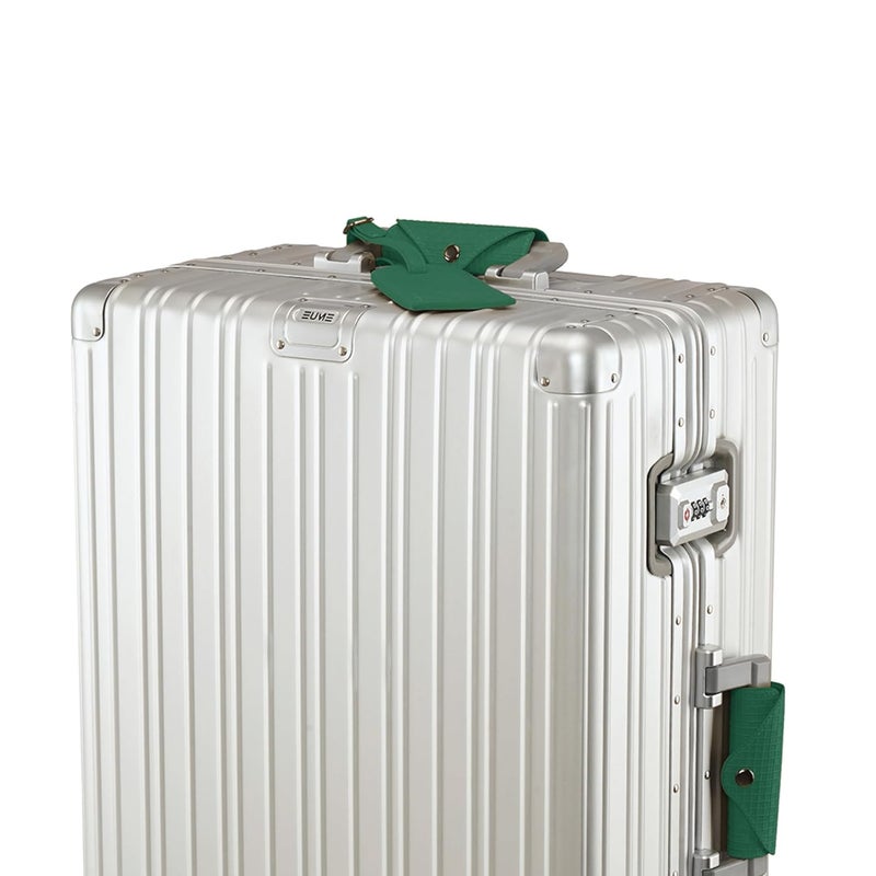 EUME Luggage Accessory Kit for Luggage| Premium Vegan Leather | 1 Luggage Tag and 2 Handle Cover Comes with Vegan Leather Sling Pouch - Green - Image 3