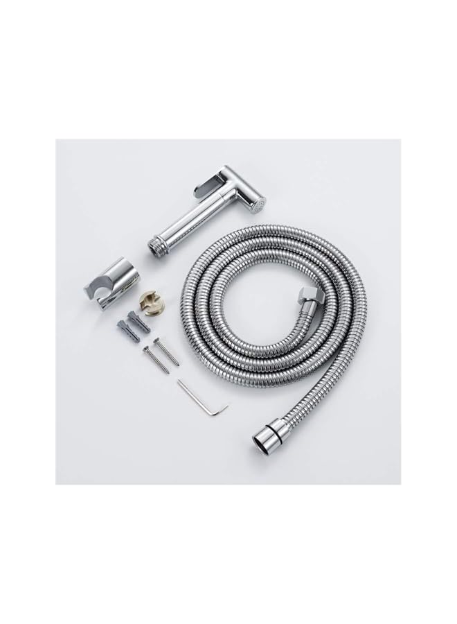 S-TOP Handheld Bidet Sprayer Shattaf Set, Muslim Shower with 1.5m Bidet Hose and Holder, No Drilling Copper Toilet Spray Gun Set for Sprayer Toilet - Image 5