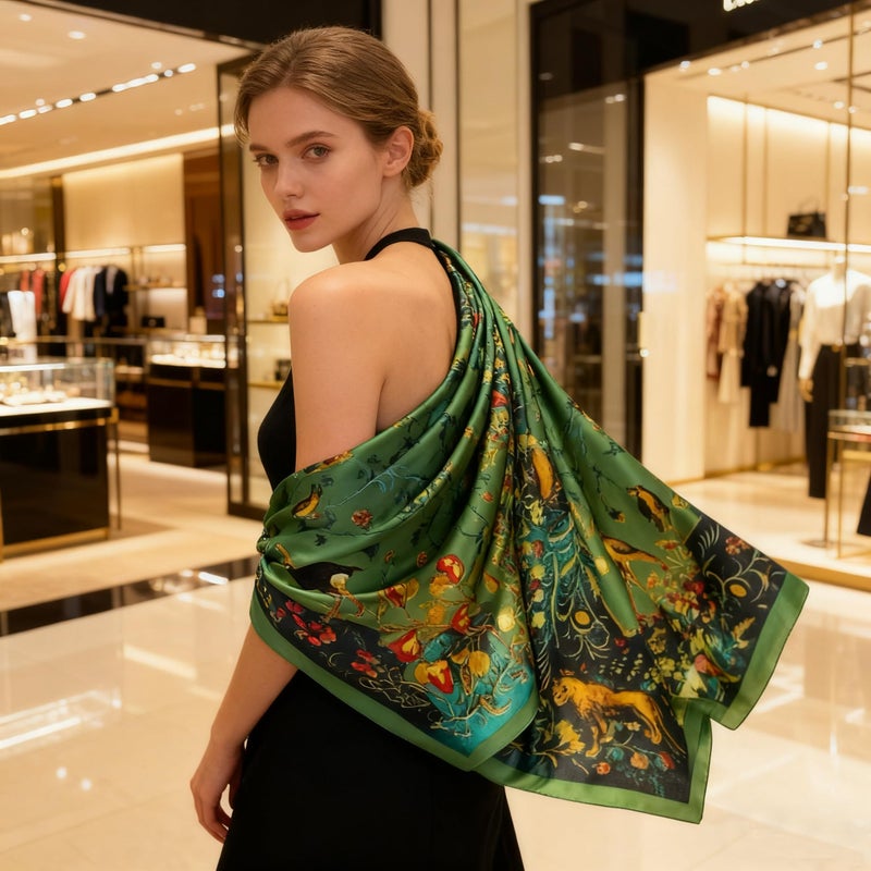 K-Elewon Silk Scarf Head scarf Fashion Scarves Long Lightweight Sunscreen Shawls for Women (H10) - Image 5