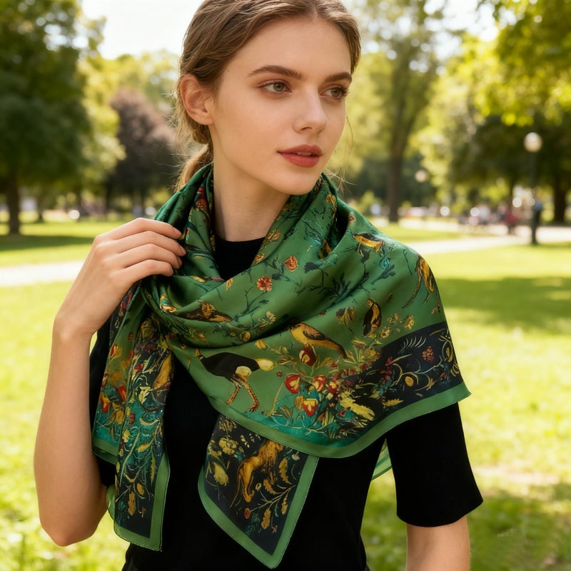 K-Elewon Silk Scarf Head scarf Fashion Scarves Long Lightweight Sunscreen Shawls for Women (H10) - Image 4