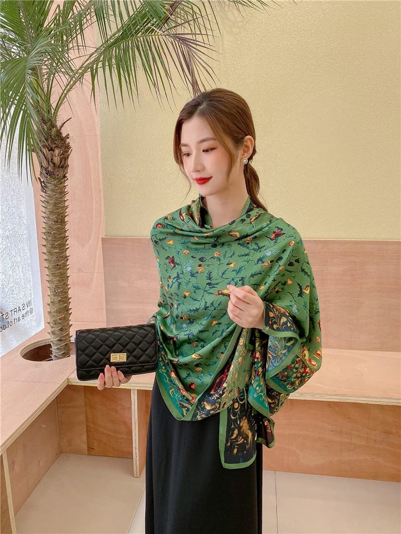 K-Elewon Silk Scarf Head scarf Fashion Scarves Long Lightweight Sunscreen Shawls for Women (H10) - Image 3