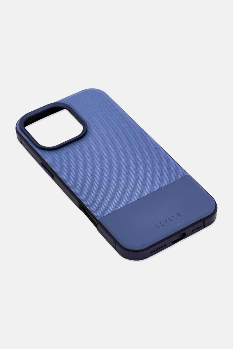 LEVELO iPhone 16 Pro Max Cuir Two-Tone Leather Protective Case, Blue - Image 4