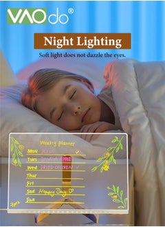 VAOdo LED Night Light Multi-function Acrylic Note Board with 7 colored Erasable Pen Desktop Message Board Bedside LED Light for Office School Home  - Image 4