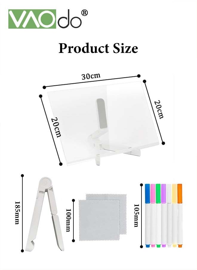 VAOdo - LED Night Light Multi-function Acrylic Note Board with 7 colored Erasable Pen Desktop Message Board Bedside LED Light for Office School Home - Image 1
