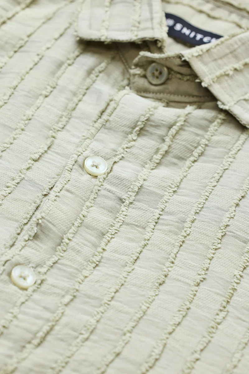 SNITCH Slim Fit Stripe Light Green Shirt