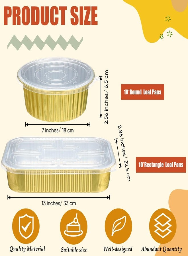 Baderke 20 Pack Gold Aluminum Foil Pans with Lids Include 10 Pcs 9x13 Inch Square Foil Baking Pan and 10 Pcs 7 Inch Round Pans Disposable Food Containers Tin Oven Safe Cooking Baking - Image 2