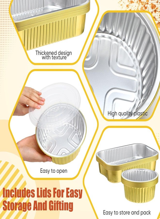 Baderke 20 Pack Gold Aluminum Foil Pans with Lids Include 10 Pcs 9x13 Inch Square Foil Baking Pan and 10 Pcs 7 Inch Round Pans Disposable Food Containers Tin Oven Safe Cooking Baking - Image 4