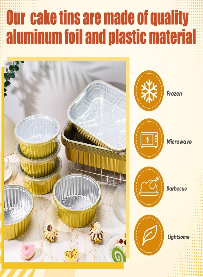 Baderke 20 Pack Gold Aluminum Foil Pans with Lids Include 10 Pcs 9x13 Inch Square Foil Baking Pan and 10 Pcs 7 Inch Round Pans Disposable Food Containers Tin Oven Safe Cooking Baking - Image 3