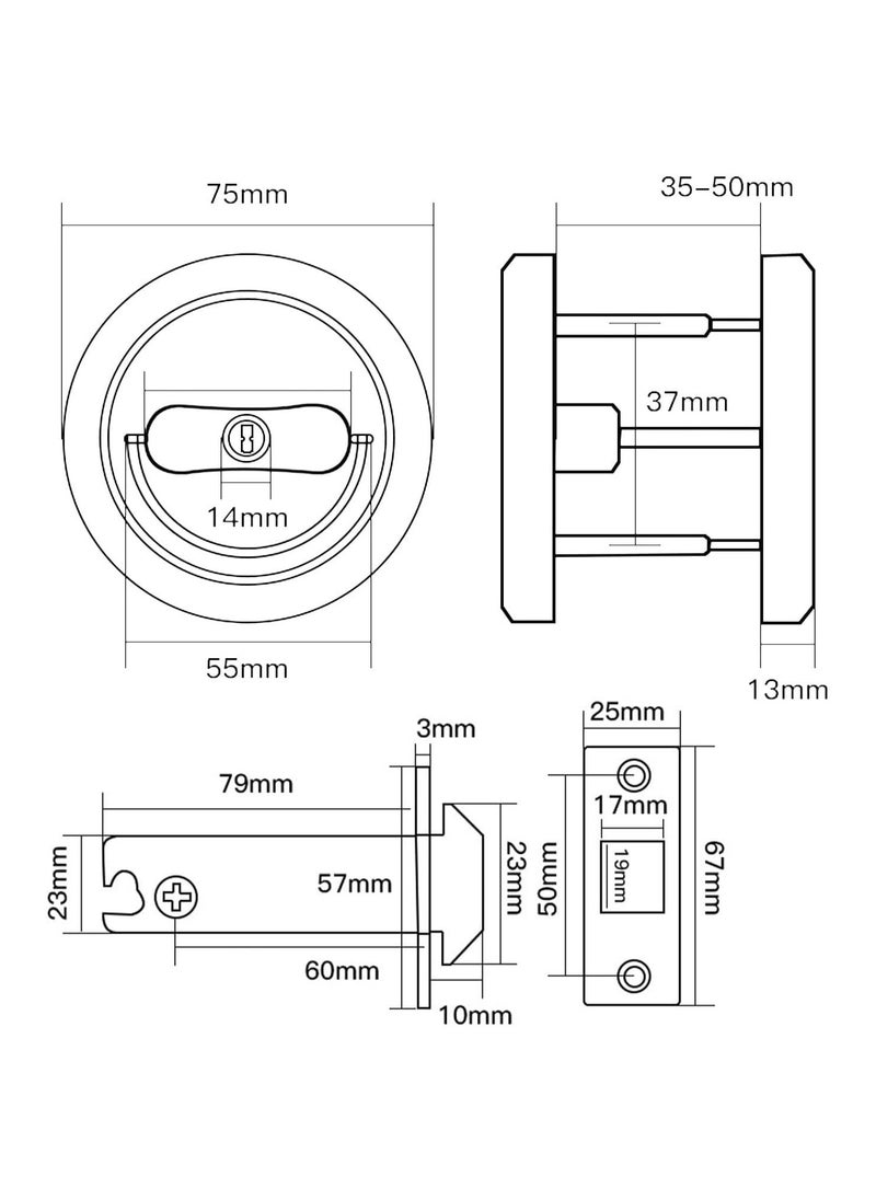 SYOSI - Pocket Door Lock with Key, Pocket Door Hardware Pocket Door Latch, with Flush Door Knob, Easy to Install, Secure and Convenient for Pocket Doors, Privacy Pocket Door Lock with Key - Image 1