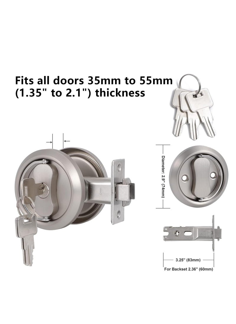 SYOSI - Pocket Door Lock with Key, Pocket Door Hardware Pocket Door Latch, with Flush Door Knob, Easy to Install, Secure and Convenient for Pocket Doors, Privacy Pocket Door Lock with Key - Image 1
