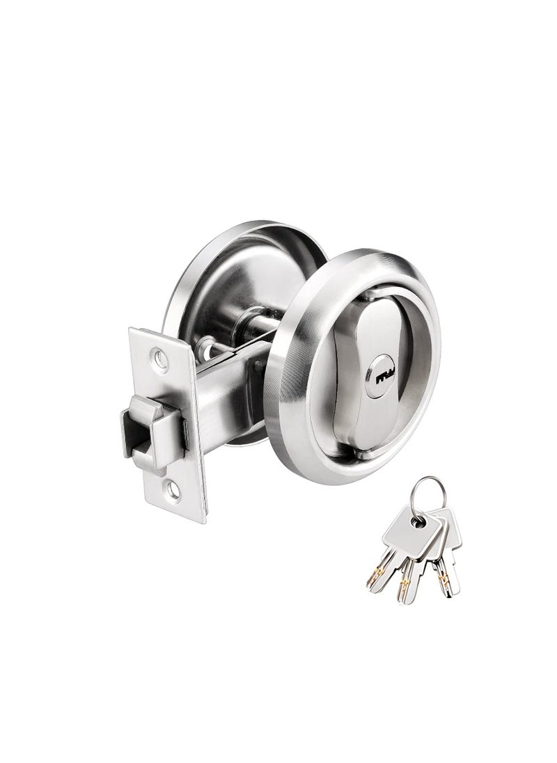 SYOSI - Pocket Door Lock with Key, Pocket Door Hardware Pocket Door Latch, with Flush Door Knob, Easy to Install, Secure and Convenient for Pocket Doors, Privacy Pocket Door Lock with Key - Image 1