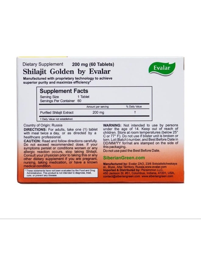 Evalar Shilajit Golden by Evalar Siberian Altai 60 Tabs  - Image 2