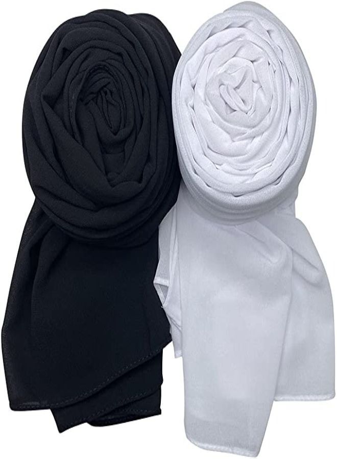 Bundle Of Four Plain Casual Chiffon Scarf Big Size - Multicolor  - Image 2