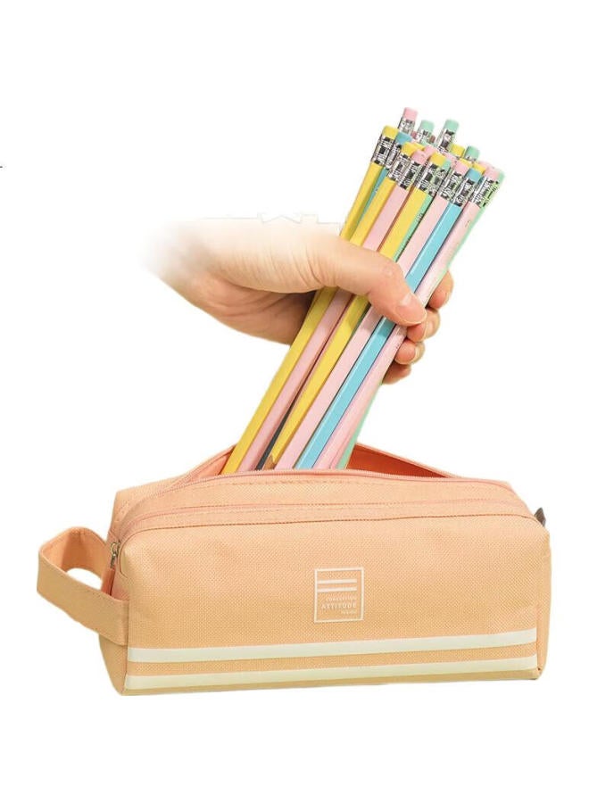 Deli Multi-Layer Large Capacity Pencil Case, Handheld Stationery Box/Multifunctional Oxford Cloth Pencil Storage Bag, Pink Back-To Gift - Image 3