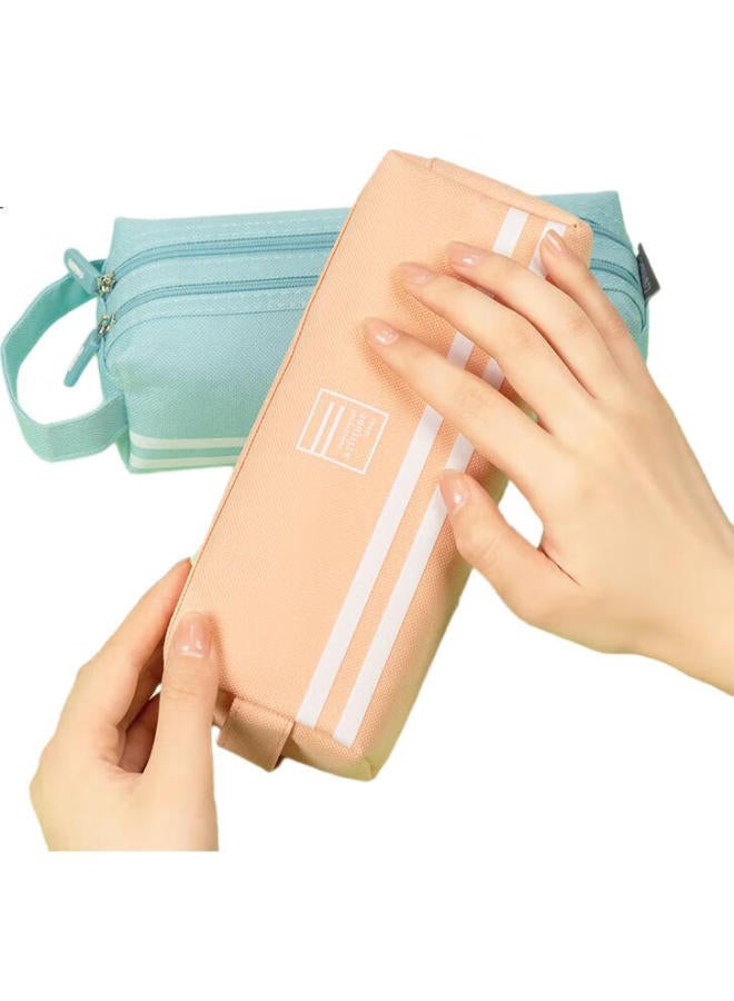 Deli Multi-Layer Large Capacity Pencil Case, Handheld Stationery Box/Multifunctional Oxford Cloth Pencil Storage Bag, Pink Back-To Gift - Image 1