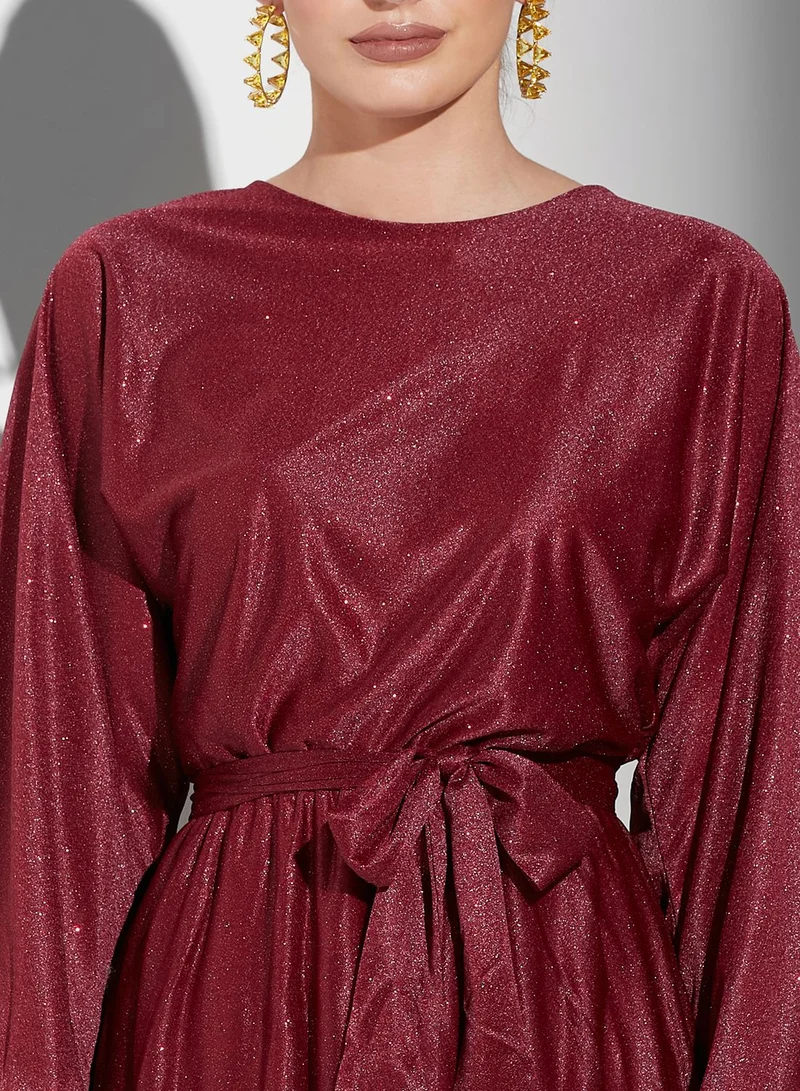 Khizana Solid Puff Sleeve Dress