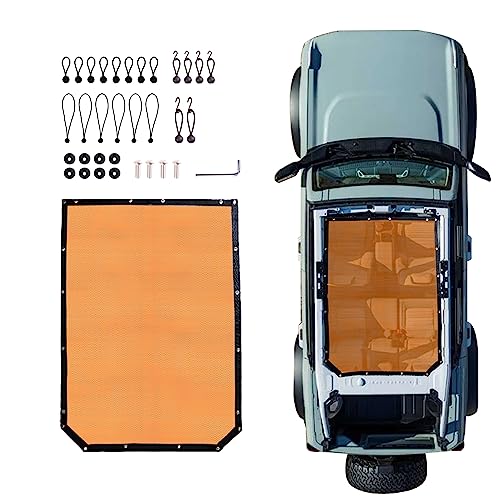 RERPRO Sunshade Compatible with 2021 2022 2023 2024 2025 2026 New Ford Bronco 4 Door Sun Shade Bikini Top Roof Bimini Soft Mesh Net Exterior Accessories Blocks UV Wind Noise Orange - Image 1