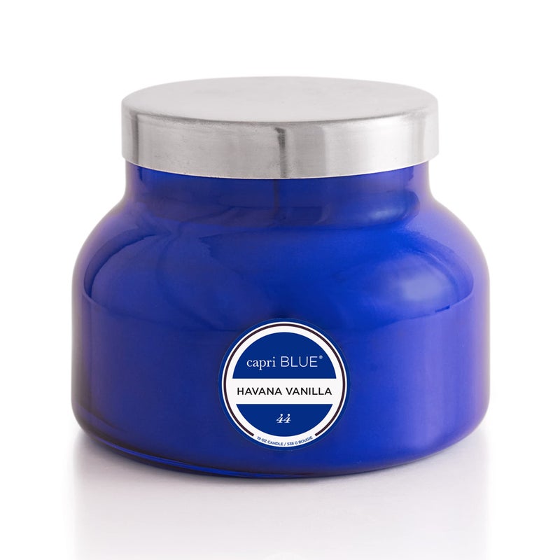Capri Blue Scented Candles  Soy Candle Wax Blend  Jar Candles  Blue Candle Gifts for Women  Men  Luxury Candles for Home Scented with Vanilla Bergamot  Sandalwood  Havana Vanilla 19 oz