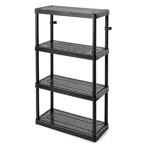 Gracious Living 4 Shelf Fixed Height Ventilated Medium Duty Storage Unit 14 x 32 x 545 Organizer System for Home Garage Basement  Laundry Black