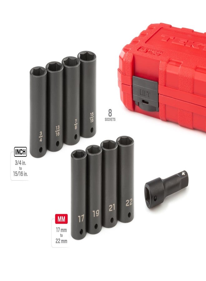 TEKTON 1/2 Inch Drive Impact Lug Nut Socket Set with Case (9-Piece) | SID92415 - Image 2