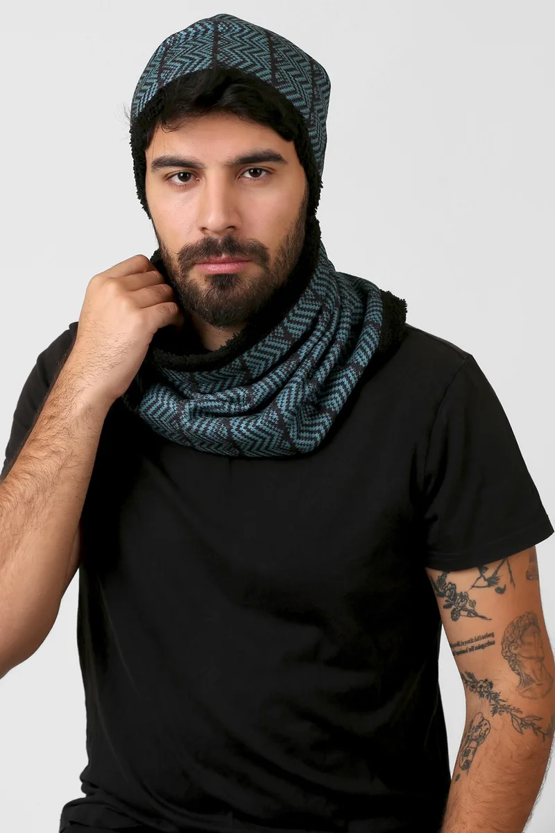 Hamur Dough Green Men's Beret and Neck Collar 2 Piece Set BB-104