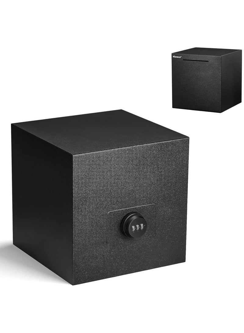 YelaJoy Piggy Bank for Adults, Stainless Steel Password Reusable Safe Bank, Metal Money Saving Box with Combination Lock for Cash Saving (Black, 7.9 inch) - Image 1