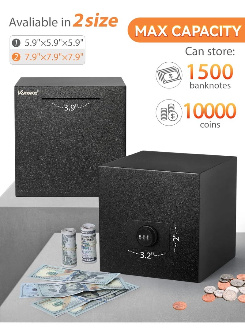 YelaJoy Piggy Bank for Adults, Stainless Steel Password Reusable Safe Bank, Metal Money Saving Box with Combination Lock for Cash Saving (Black, 7.9 inch) - Image 4