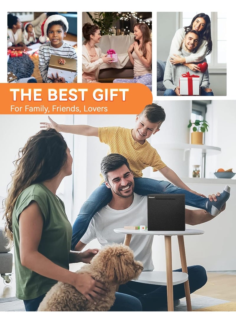 YelaJoy Piggy Bank for Adults, Stainless Steel Password Reusable Safe Bank, Metal Money Saving Box with Combination Lock for Cash Saving (Black, 7.9 inch) - Image 5