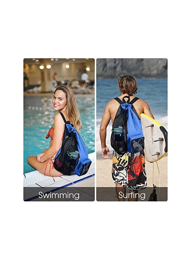 Raxoom Swim Bag Mesh Drawstring Backpack with Wet Pocket Beach Backpack for Swimming, Gym, and Workout Gear, Mens Beach Bag Backpack, Travel with Family - Image 3