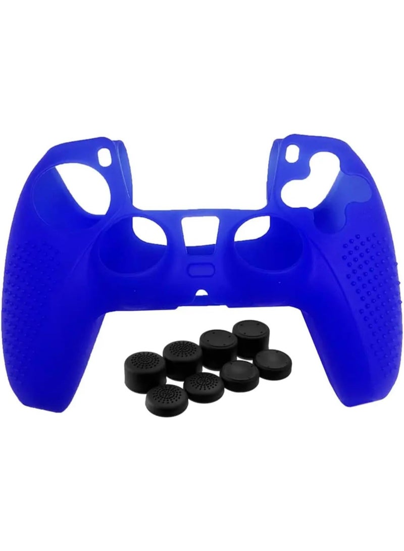 Fekra Case for PS5 Controller Skin, Anti-Slip Silicone Cover Skin with 8 Thumb Grip Caps, Anti-Scratch Protection Case Compatible with Playstation 5 DualSense Wireless Controller (Blue) - Image 2