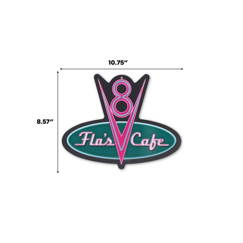 Open Road Brands Disney Pixar Cars Flo's V8 Cafe Metal Wall Sign - Fun Cars Diner Decoration for Home - Image 5