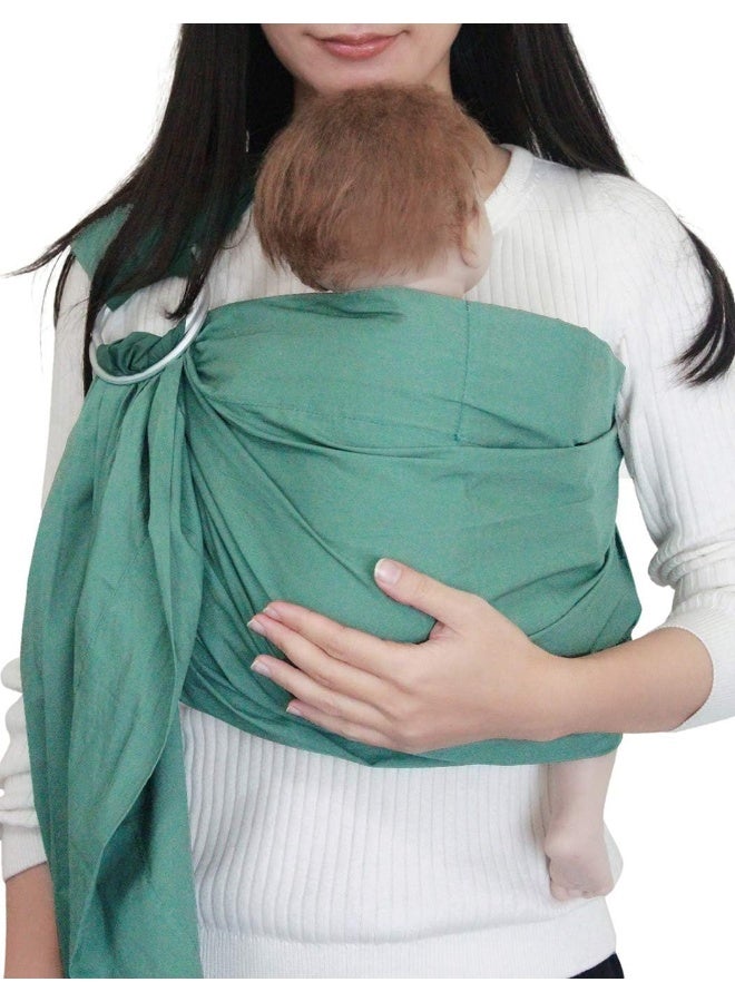 Vlokup Ring Sling Baby Carrier, Soft Linen Cotton Baby Sling Carrier Newborn to Toddler, Baby Wrap Carrier for Plus Size Parents, Perfect Shower Gift, Lightly Padded Adjustable Nursing Cover Green - Image 1