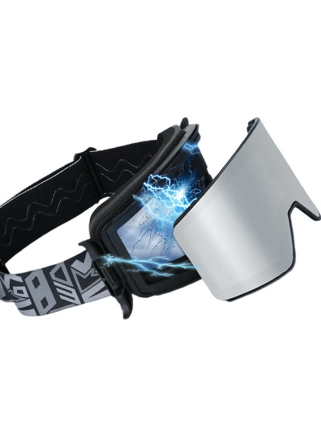 VOZAPOW Ski Goggles With Magnetic Buckle, Double-Layer Anti-Fog, Snow Mountain Protection, Anti-Snow Blind, For Men And Women, Myopia, Winter Season - Image 1