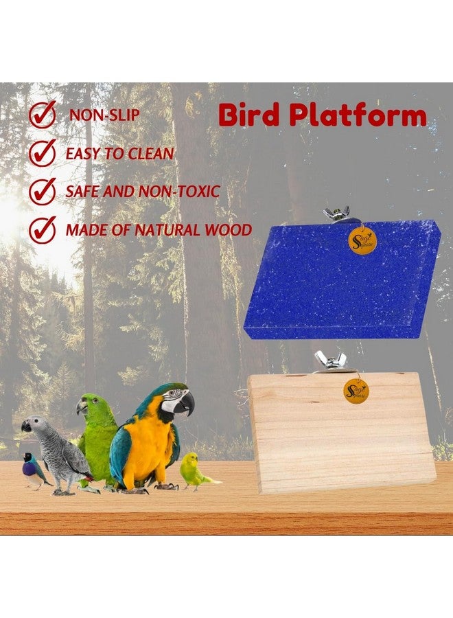 سايج سكوير منصة رمل خشبية مصنوعة من الخشب الطبيعي، مجموعة من اثنين (6*4.5 بوصة ورمل 6*4.5 بوصة) حامل مجثم على شكل مستطيل، ملحقات القفص، لعبة مرحة، مناسبة للطيور والببغاوات والبادجي - Image 3