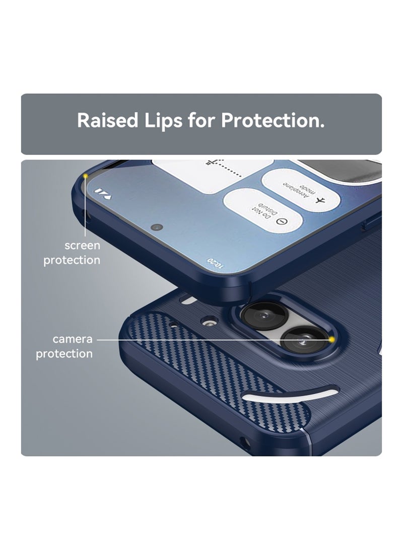 Wtech Nothing Phone (2a) 5G 2024 / Nothing Phone (2a) Plus 5G 2024 Fabric Shock-Absorption Flexible TPU Rubber Protective Cell Phone Case Cover - Navy Blue - Image 4