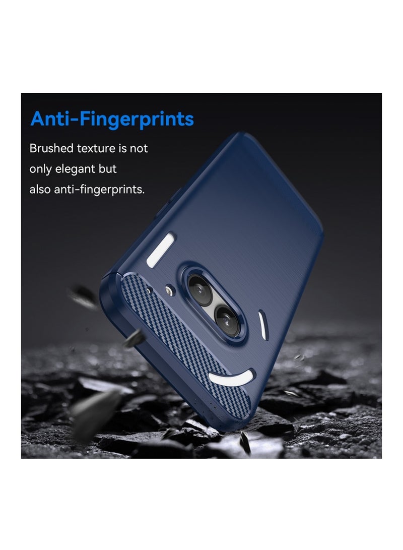 Wtech Nothing Phone (2a) 5G 2024 / Nothing Phone (2a) Plus 5G 2024 Fabric Shock-Absorption Flexible TPU Rubber Protective Cell Phone Case Cover - Navy Blue - Image 2