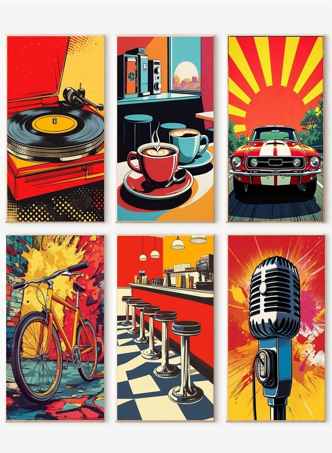 cupmod 6 Packs Vintage Paint by Numbers Kit for Adults,Retro Funny Adults Paint by Number Kits on Canvas Without Frame,Easy Acrylic Oil Painting by Numbers Kit for Home Wall Decor 9.8x13.8inch - Image 1