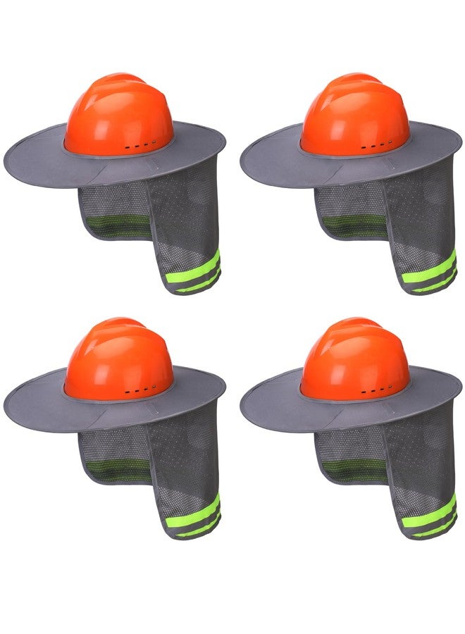 UNCO- Hard Hat Sun Shield, Full & Standard Brim Mesh Sunshade High Visibility Reflective, 4 Pack of Gray Hard Hats - Image 1
