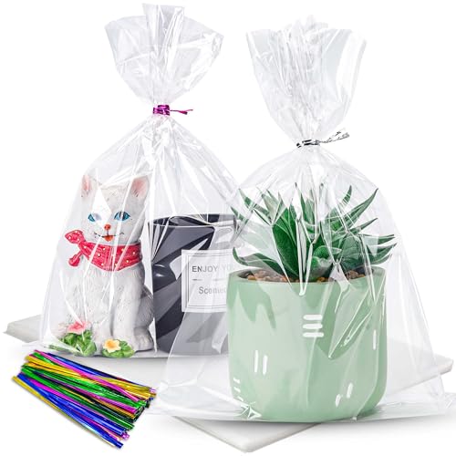 LOKQING LOKIQNG Cellophane Bags Plastic Gift Bag Clear Cookie Treat Bags with Twist Ties for Party Favor Bag100PACK 8x11inch - Image 2