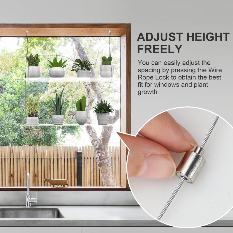 ZerzSemp 2-Pack Hanging Clear Plant Shelves for Windows, Acrylic Window Wall Plant Stand Shelf for Kitchen Indoor Gardens, Flower, Herb, Seedling Organization, and Pots Display, 16 Inch per Tier - Image 5