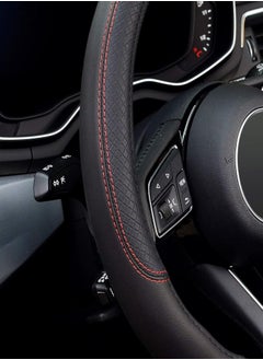 Oasisgalore Suitable for 38cm Car Steering Wheel Cover Non-slip Sleeve Leather Protective Cover Black  - Image 4