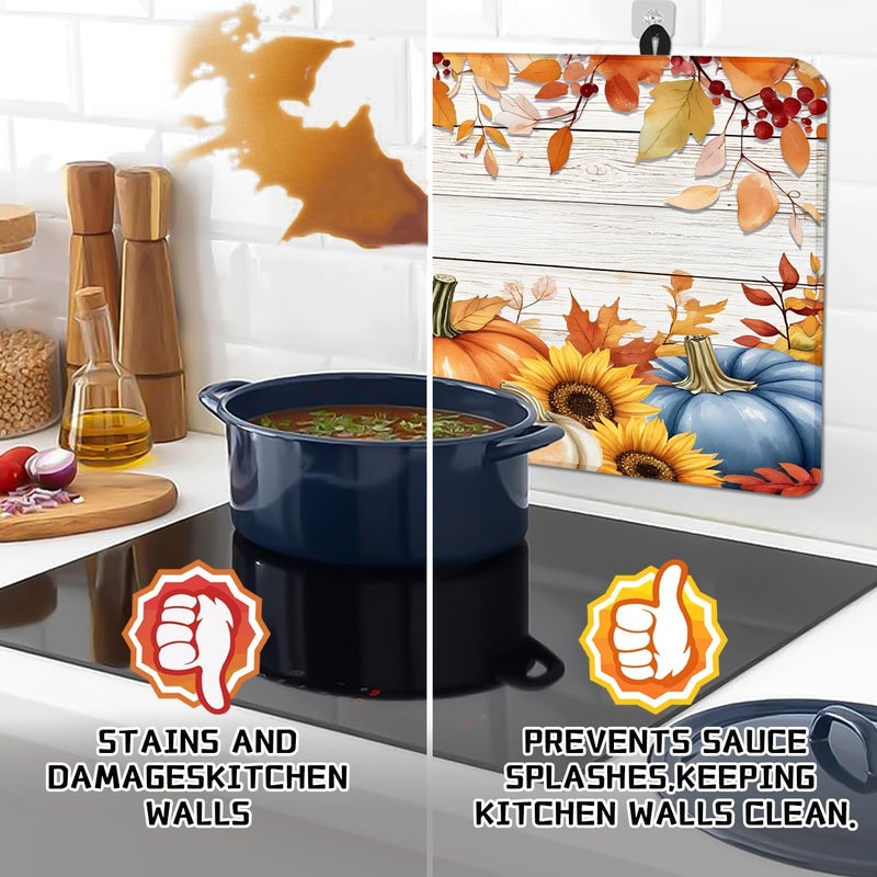 Seimip Fall Pumpkin Stove Top Covers for Electric Stove, Autumn Heat Resistant Glass Stove Top Cover Pad for Gas Stove, Induction Cooktop Protector Ceramic Stove Top Covers Mat Washable Oven Cover - Image 3