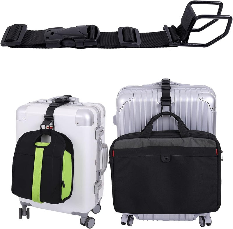Vigorport Luggage Hook Strap,J Hook for add a Bag Luggage,Multi Adjustment Bag Strap Hook with Hands Free(Black-Middle Size) - Image 1