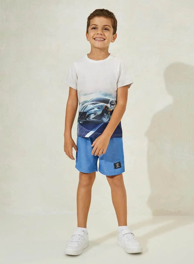 Styli Car Printed T-Shirt & Short Set