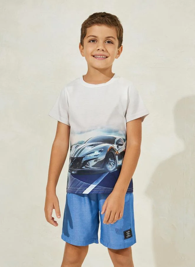 Styli Car Printed T-Shirt & Short Set